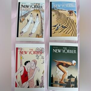 Luxury Set of 4 The New Yorker Art Print Postcards |Mark Ulriksen, Kenton Nelson